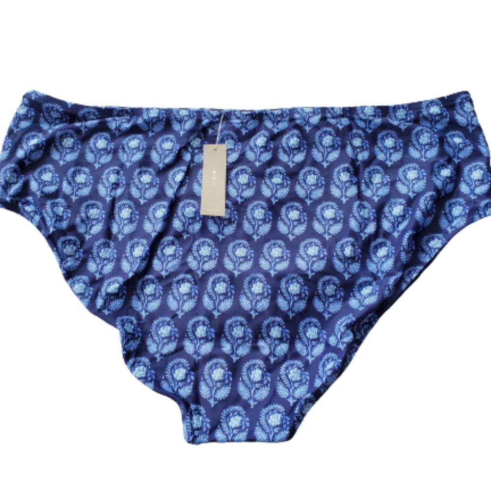 J.Crew plus floral moderate coverage high rise bikini bottoms, 2XL, blue - Picture 5 of 9